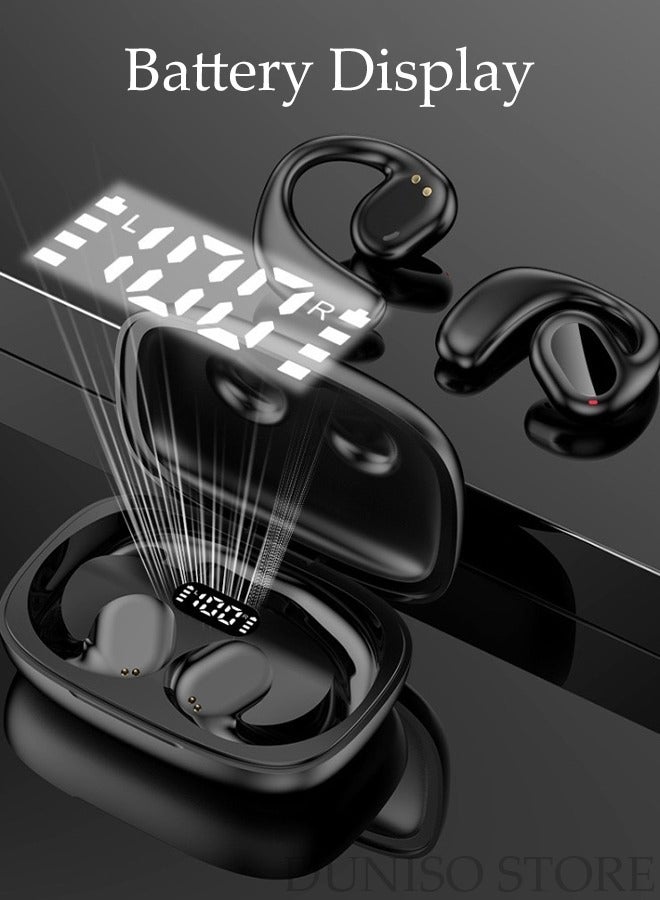 DUNISO Bluetooth Headphones Wireless Earbuds 10hrs Playtime Wireless Charging Case Digital Display Sports Ear buds with Earhook Premium Deep Bass IPX7 Waterproof Over-Ear Earphones for TV Phone Laptop - Image 2