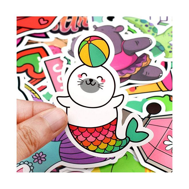 Essen Waterproof Beach Style Stickers Set - Vinyl PVC, Sun-Proof, for Laptops, Skateboards, Cases - 50pcs - Image 3