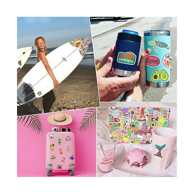 Essen Waterproof Beach Style Stickers Set - Vinyl PVC, Sun-Proof, for Laptops, Skateboards, Cases - 50pcs - Image 4