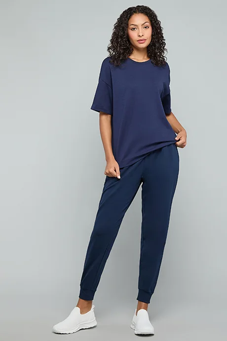 R&B Solid Relaxed Fit T-Shirt with Crew Neck and Short Sleeves