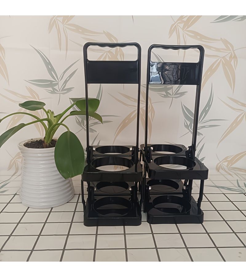 2 Slot Foldable Wine Rack Black Portable Beverage Beer Basket Handheld Organizer For Home Bar KTV - Image 3