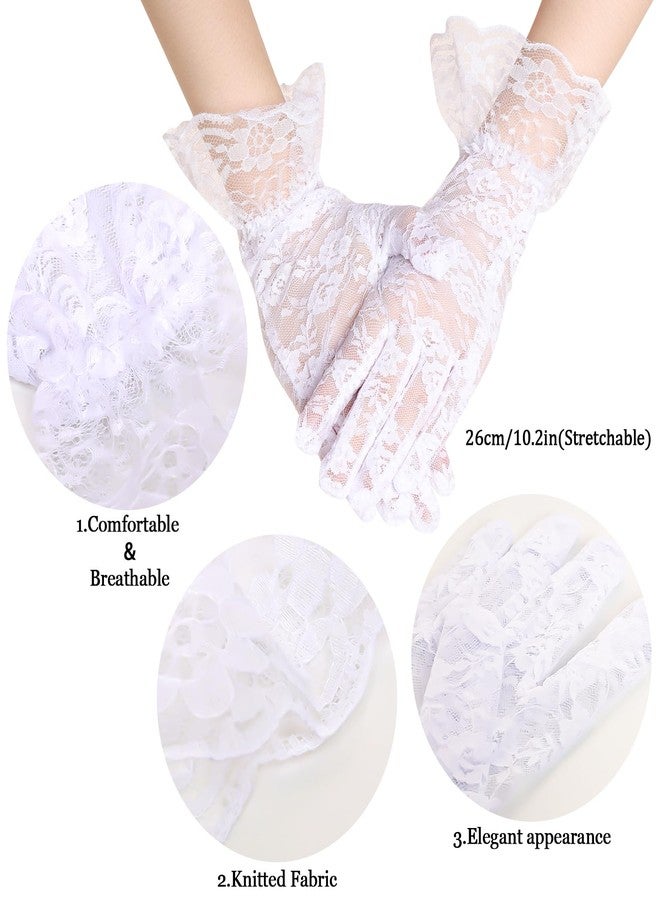 Gvhntk 5Pcs Fascinator Hat for Womens Headpiece Tea Party with Pearl Lace Gloves Set 20s Vintage Hair Accessories for Wedding (Polyester, Beige) - Image 2