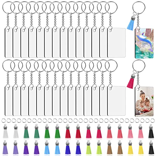 Modacraft 120Pcs Sublimation Keychain Blanks Bulk Set with Rectangle Sublimation Blanks Tassels Keychain Rings & Jump Rings for DIY Keychain Crafting - Image 1