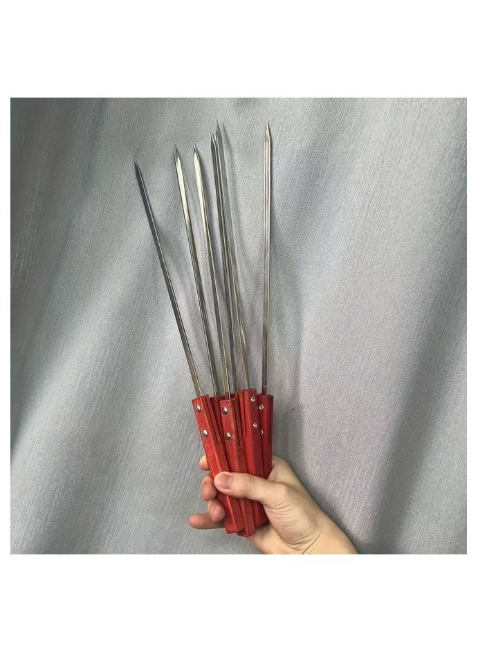 هومستر 6 بي سي أسياخ من الفولاذ غير القابل للصدأ -أسياخ الشواء التركية، أسياخ الشواء القابلة لإعادة الاستخدام للخدمة الشاقة، للشوي والطهي في الهواء الطلق -هدية مثالية للحماس - Image 5