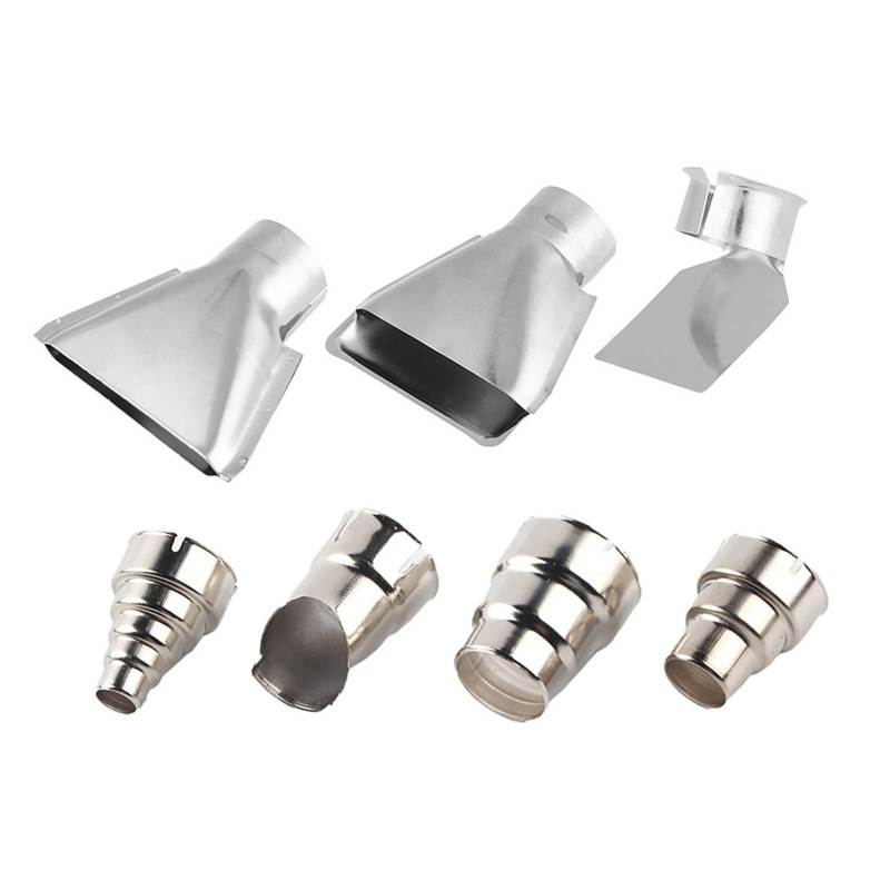 Heat Gun Nozzles Kit 7pcs Stainless Steel Different Shapes - Durable Corrosion Resistant Replacement Nozzles for 1500-2000W 35-40mm Hot Air Gun Soldering Repair - Image 1