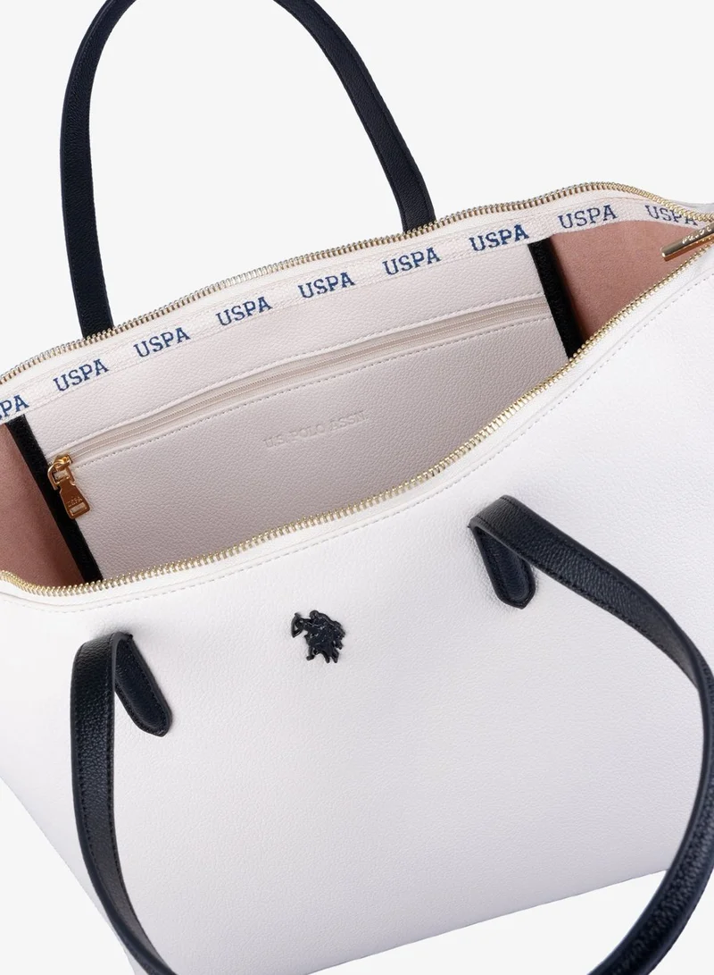 U.S. Polo Assn. WHITE BLACK U.S. Polo Assn. Women's Tote Bag, Ladies Large Capacity Shoulder Bag Handbag for Ladies Travel Bag for White Black for Women | Best Price UAE