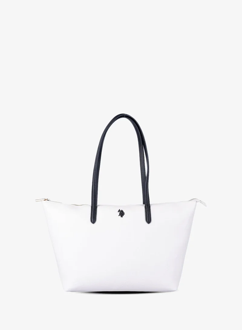U.S. Polo Assn. Women's Tote Bag, Ladies Large Capacity Shoulder Bag Handbag for Ladies Travel Bag for White Black