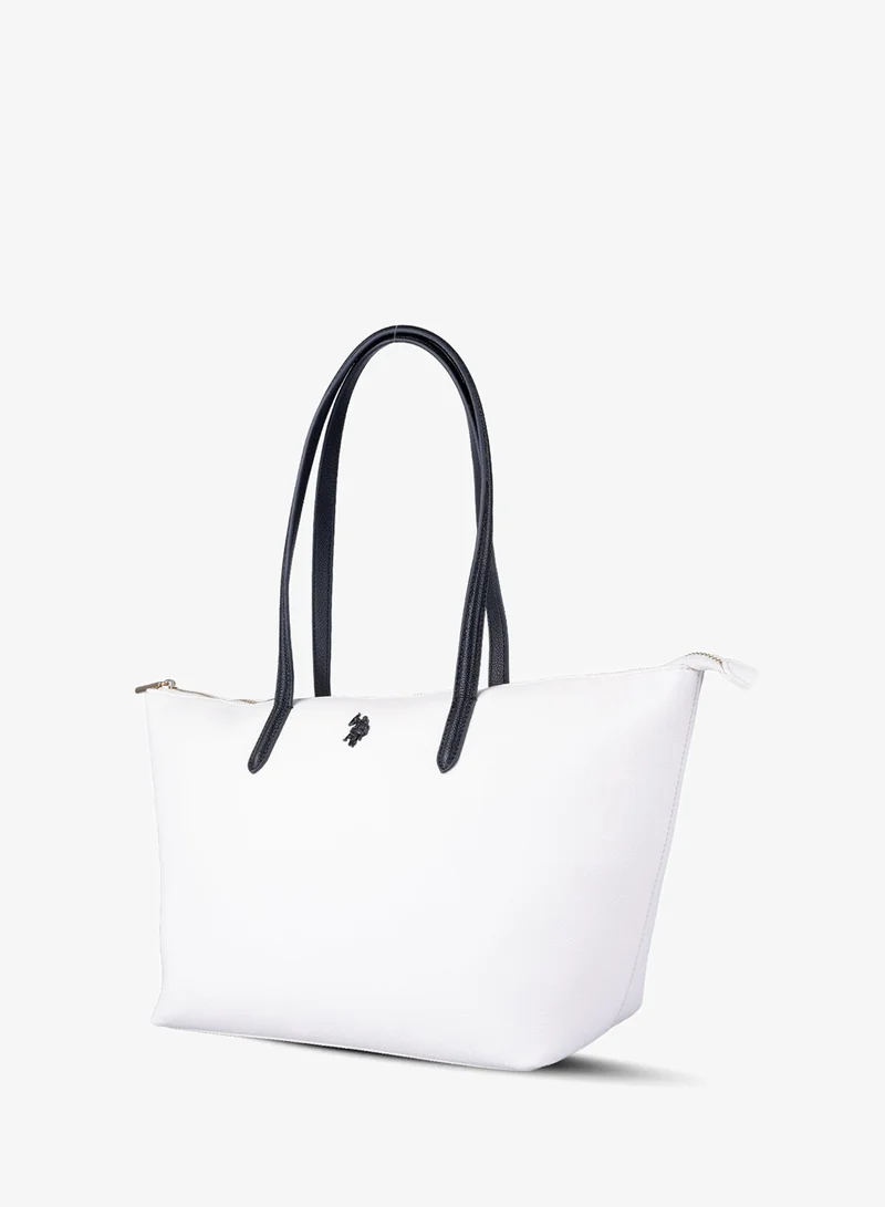 U.S. Polo Assn. WHITE BLACK U.S. Polo Assn. Women's Tote Bag, Ladies Large Capacity Shoulder Bag Handbag for Ladies Travel Bag for White Black for Women | Best Price UAE