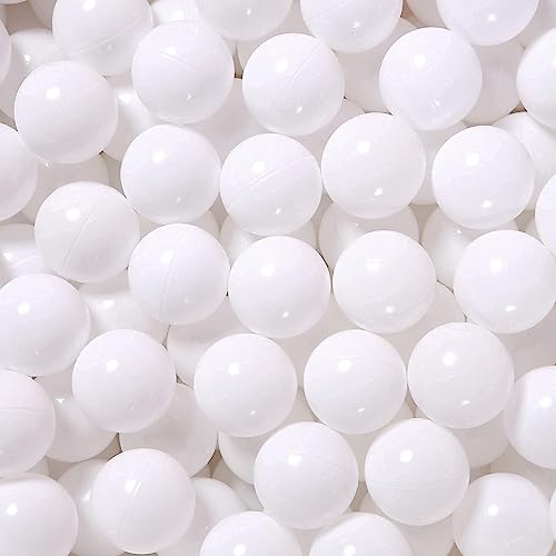 GUESVOT Ball Pit Balls for Kids Plastic Refill 22 Inch Balls 100 Pack Bright Colors Phthalate and BPA Free Includes a Reusable Storage Bag with Zipper Christmas Decoration Xmas GiftWhite - Image 1
