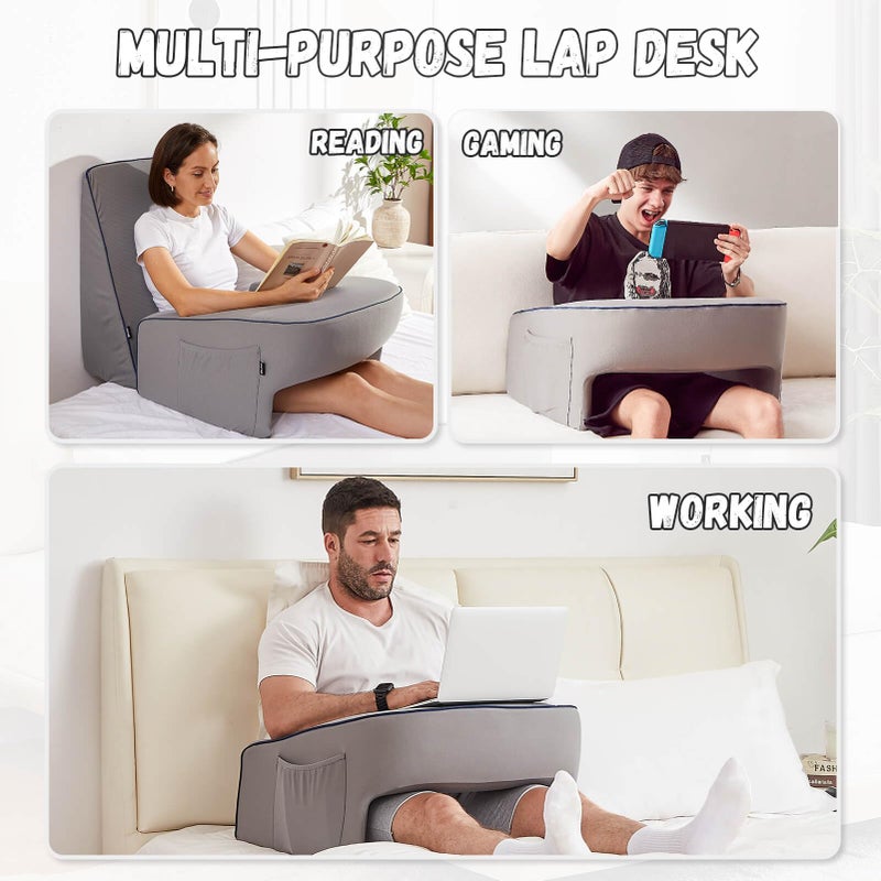 cooloo8 Reading Pillow for Gaming, Extra Large Arm Rest Pillow for Adult, Memory Foam Bed Rest Pillow for Reading, Working, Playing Steam Deck Switch or Sitting in Bed Floor Sofa(Grey) - Image 3