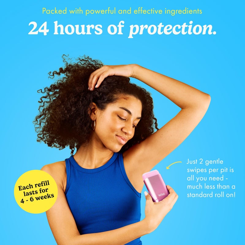 Wild - The Full Monty Aluminum Free Deodorant Starter Kit - Refillable Stick Deodorant with Purple Case and Zero Plastic Vegan Refills in a Variety of Clean Scents 5 x 1.4oz - Long Lasting Protection - Image 3