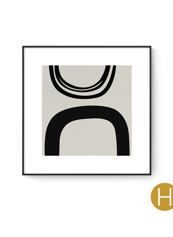 Modern Minimalist Black And White Abstract Combination Decoration Painting, Living Room Sofa Background Wall Mural Model Room Square Hanging Painting(Aluminum Alloy Frame+High-Definition Canvas) - Image 1