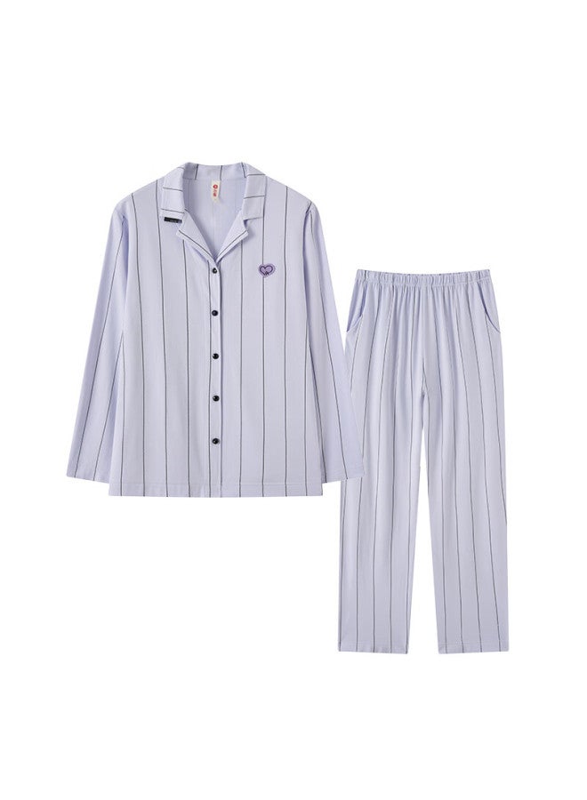Fenton Fenteng Soft Breathable Cotton Skin-friendly Autumn New Couples Striped Pajama Set For Men And Women - Image 4