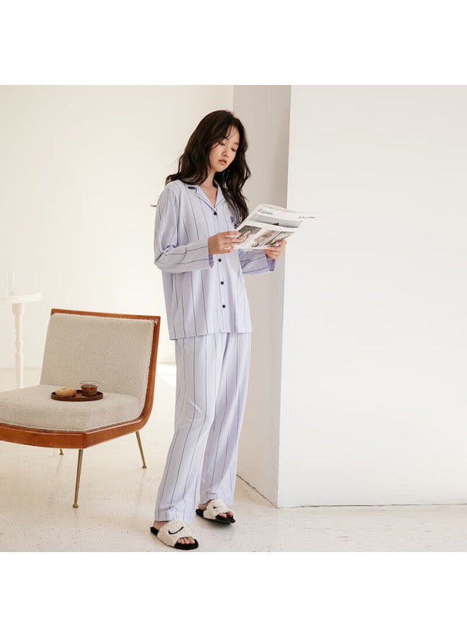 Fenton Fenteng Soft Breathable Cotton Skin-friendly Autumn New Couples Striped Pajama Set For Men And Women - Image 2