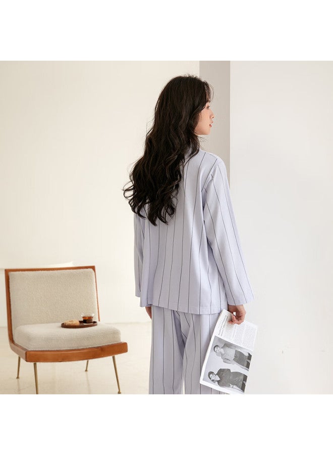 Fenton Fenteng Soft Breathable Cotton Skin-friendly Autumn New Couples Striped Pajama Set For Men And Women - Image 1