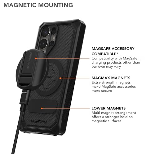 ROKFORM Rugged Case Compatible with Galaxy S25 Ultra, Magnetic Cover with Screw Lock Drop-Tested Armor (Black) - Image 4