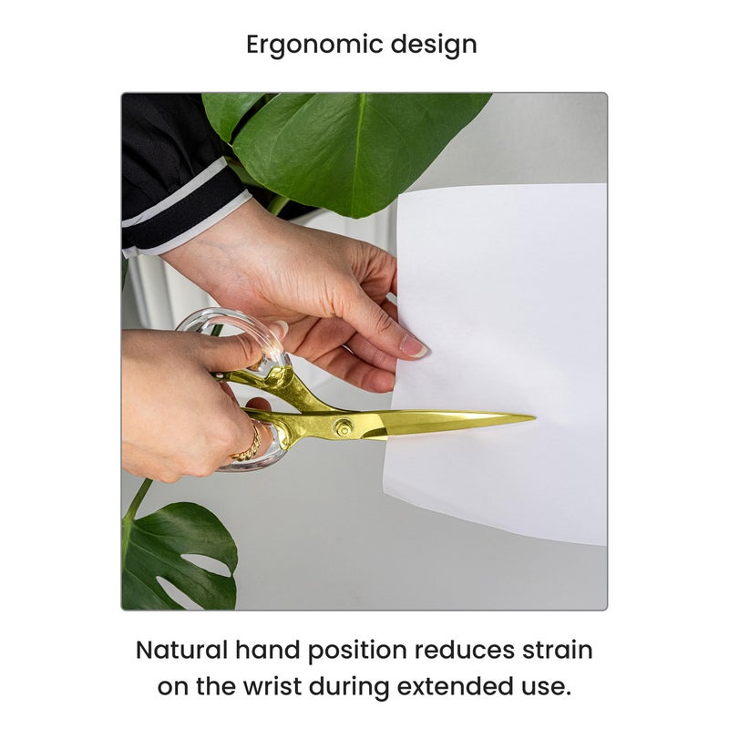 OfficeGoods 9” Stainless Steel Acrylic Scissors for Office and Home - Aesthetic and Sharp All Purpose Scissors, Perfect for Sewing, Arts and Crafts - Gold - Image 3