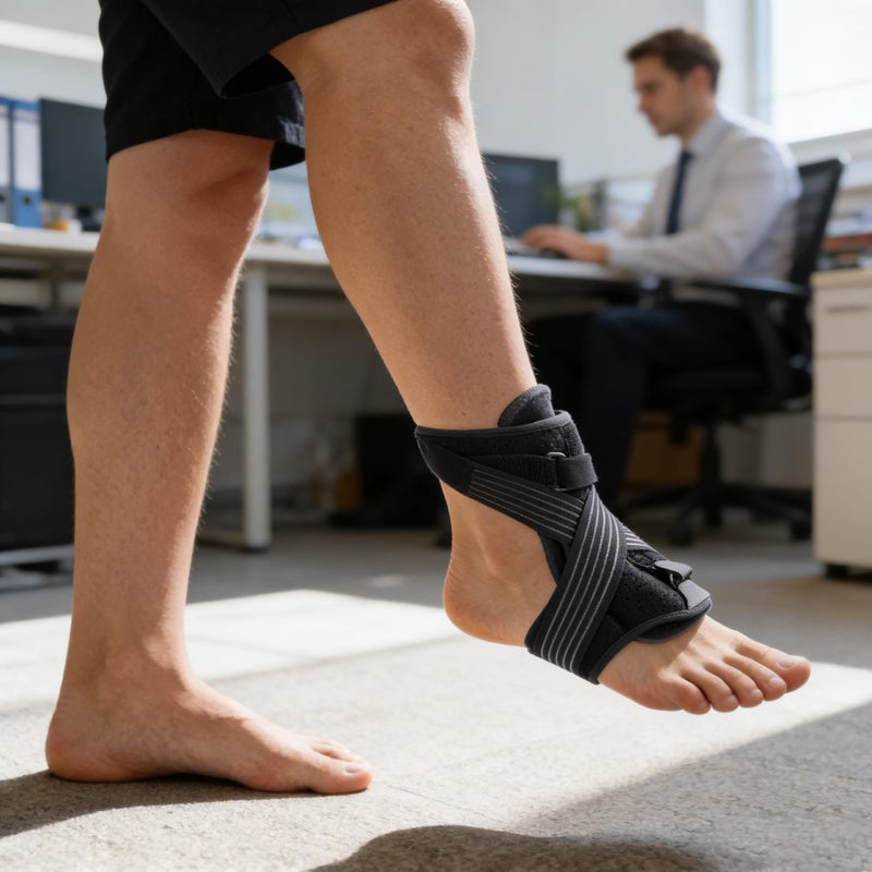 جبيرة ليلية قابلة للتعديل مع دعامة الكاحل لتصحيح ودعم التهاب اللفافة الأخمصية - أسود - Image 5
