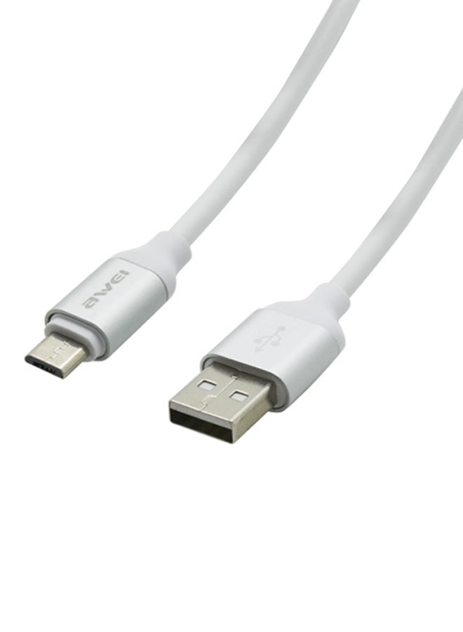 كابل شحن ومزامنة البيانات بمنفذ Micro USB أبيض