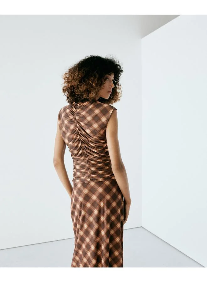 Mango Ruched Square-Neck Top