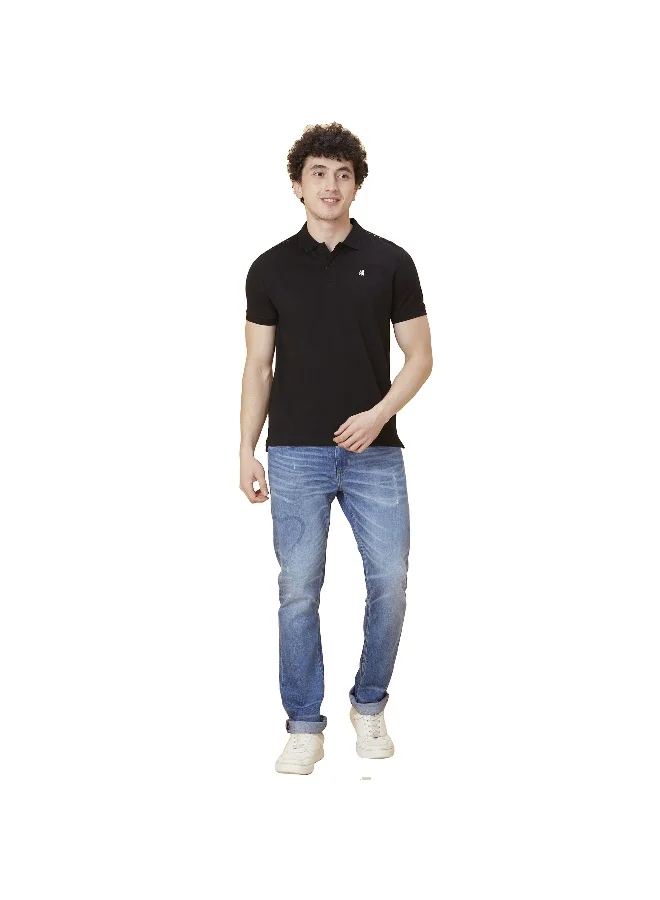 بيينغ هيومان Mens Black Polo Collar Short Sleeve Polo T-Shirt