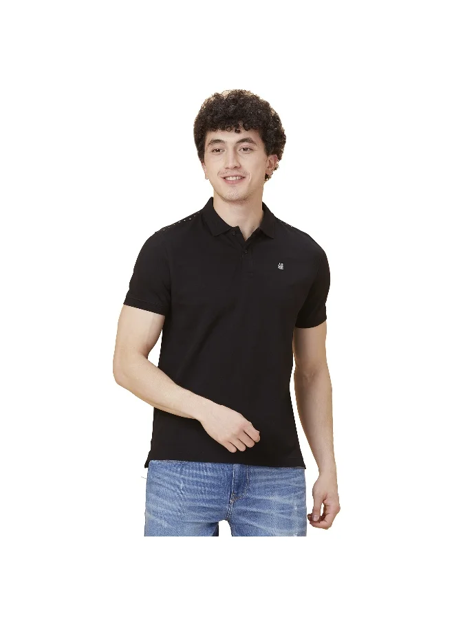 بيينغ هيومان Mens Black Polo Collar Short Sleeve Polo T-Shirt