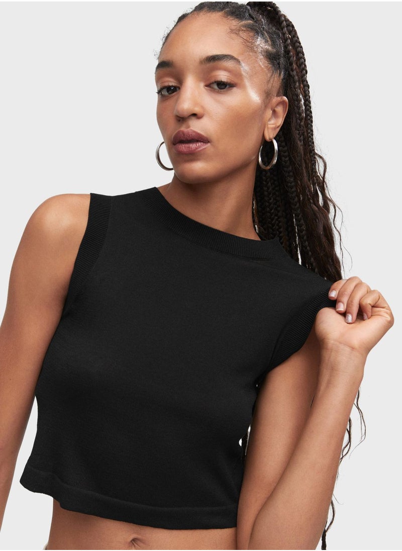 MANGO - Round Neck Crop Top - Image 1