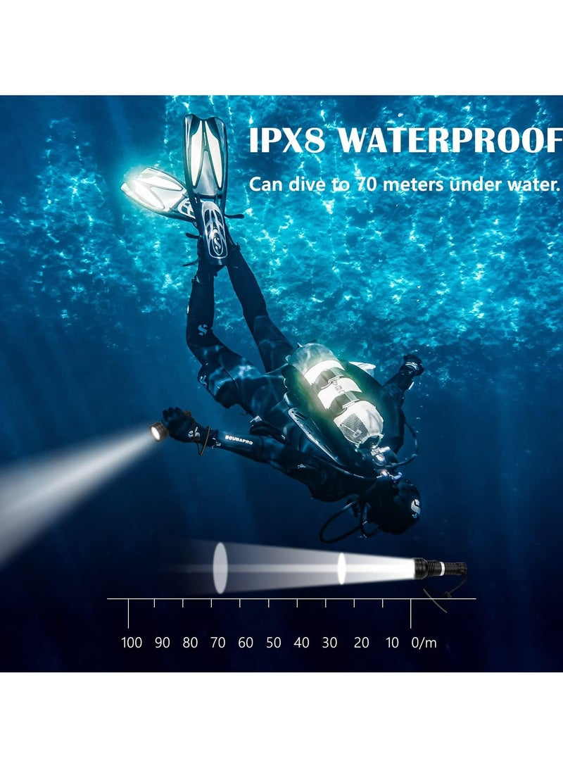 CMGTYYD Diving Flashlight Dive Torch 2000 Lumen Waterproof Underwater LED Submarine Lights Holder with Rechargeable Battery,Charger for Under Water Deep Sea Cave at Night - Image 2