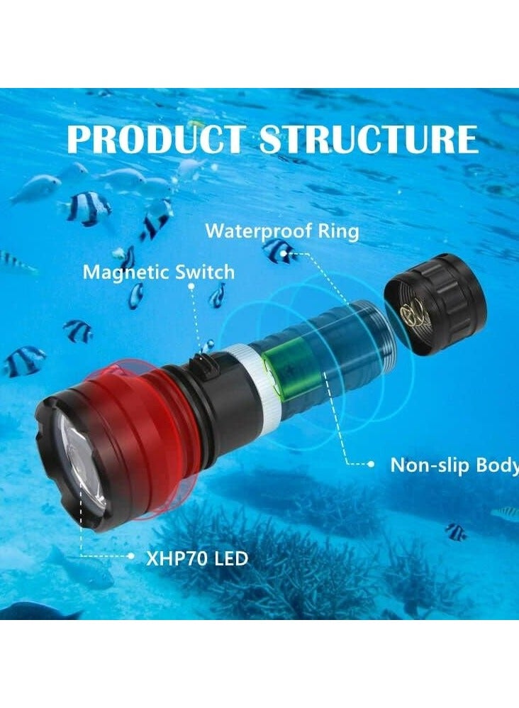 CMGTYYD Diving Flashlight Dive Torch 2000 Lumen Waterproof Underwater LED Submarine Lights Holder with Rechargeable Battery,Charger for Under Water Deep Sea Cave at Night - Image 4