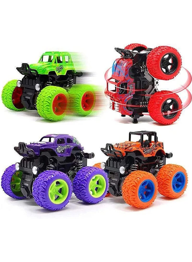 MAGIC VAULT Monster Trucks Cars Toys For Boys Toddlers/Truck toy Boy Toys For Kids/Push and Pull Car Toys Gift Toys For Boys/ 360 rotation Car Toys For Boys - 4Pcs - Image 1