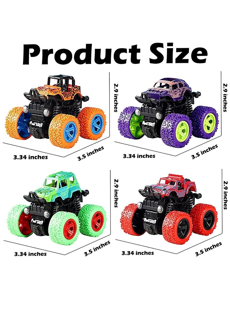 MAGIC VAULT Monster Trucks Cars Toys For Boys Toddlers/Truck toy Boy Toys For Kids/Push and Pull Car Toys Gift Toys For Boys/ 360 rotation Car Toys For Boys - 4Pcs - Image 2