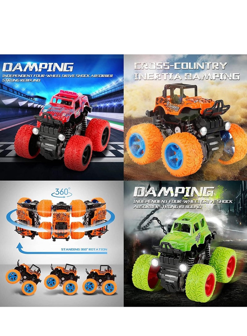 MAGIC VAULT Monster Trucks Cars Toys For Boys Toddlers/Truck toy Boy Toys For Kids/Push and Pull Car Toys Gift Toys For Boys/ 360 rotation Car Toys For Boys - 4Pcs - Image 4