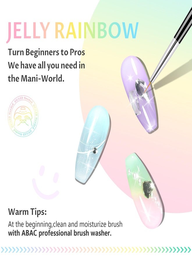 ABAC Solid Jelly Gel Polish Kit 24 Colors Hema Free w/Dual Brush - Transparent Vibrant Rainbow Hues,Non-Toxic Sheer Gel Polish Set for Summer Nails,Salon & Home Manicure - Image 4