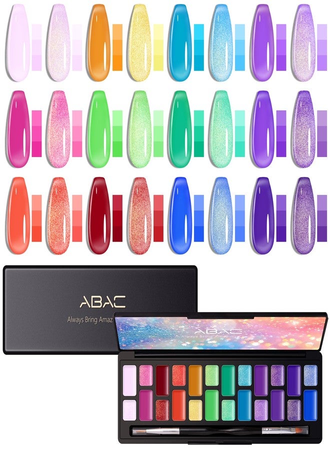 ABAC Solid Jelly Gel Polish Kit 24 Colors Hema Free w/Dual Brush - Transparent Vibrant Rainbow Hues,Non-Toxic Sheer Gel Polish Set for Summer Nails,Salon & Home Manicure - Image 1