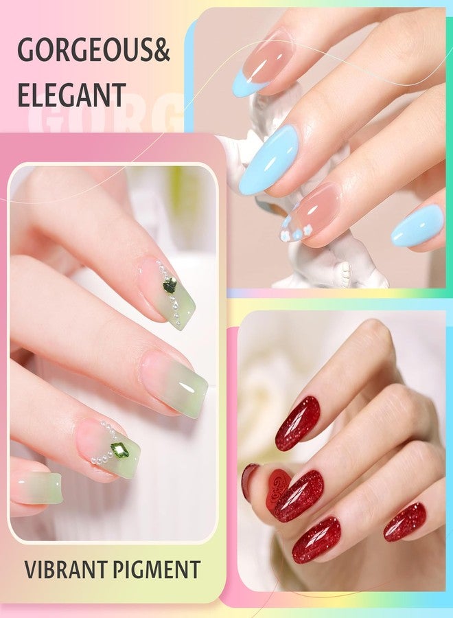 ABAC Solid Jelly Gel Polish Kit 24 Colors Hema Free w/Dual Brush - Transparent Vibrant Rainbow Hues,Non-Toxic Sheer Gel Polish Set for Summer Nails,Salon & Home Manicure - Image 3