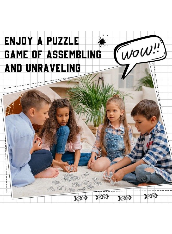 Yilloog Metal Brain Teaser Puzzles Set Of 36 With Pouch Steel Iq Puzzle Games Physics Mind Metal Puzzles For Adults Basket Stocking Stuffers For Teen Boys Girls Kids Desk Trinkets Challenge Gifts - Image 5