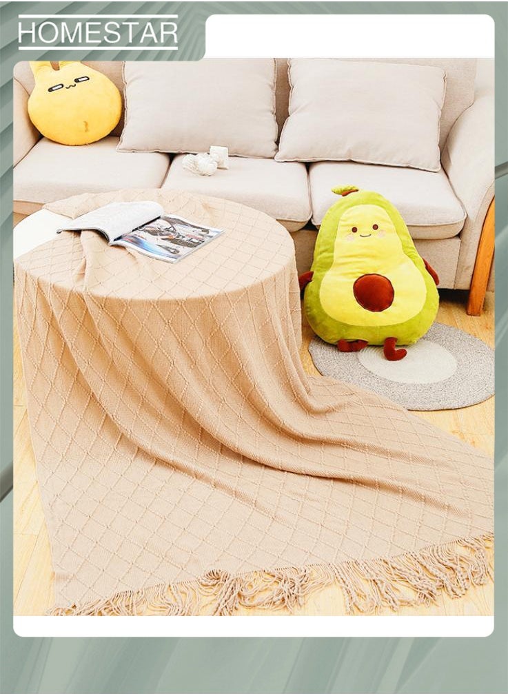 HOMESTAR Knitted Cozy Lightweight Decorative Blankets, Warm Woven Blanket with Tassels for Couch Sofa, Bed and Living Room, All Seasons for Women, Men and Kids  - Image 4