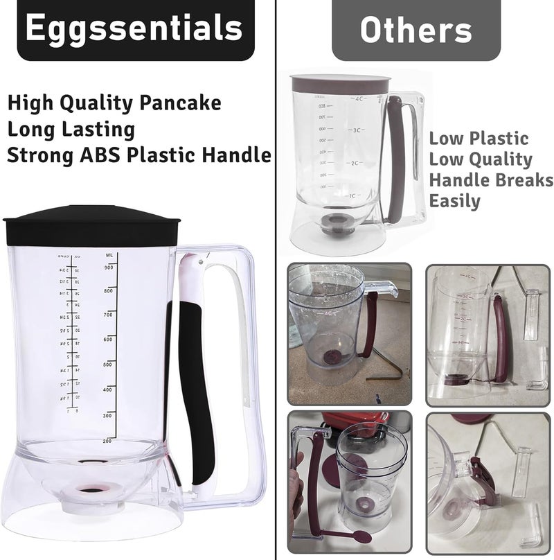 Eggssentials – Pancake Batter Dispenser, Batter dispenser with Squeeze Handle Mess-Free, Cupcakes, Waffles & More – Durable, Easy-Pour Pancake Dispenser Bottle for Smooth Baking - Image 3