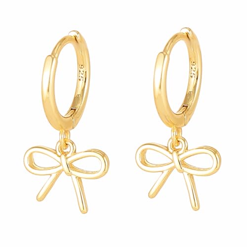 Spiritlele Gold Bow Hoop Earrings for Women Trendy Cute Bowknot Earrings Jewelry for Christmas - Image 1