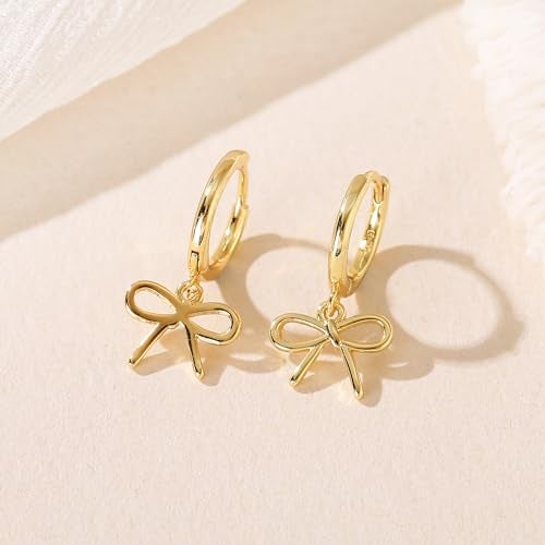 Spiritlele Gold Bow Hoop Earrings for Women Trendy Cute Bowknot Earrings Jewelry for Christmas - Image 4