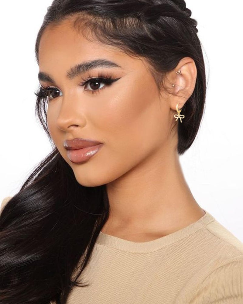 Spiritlele Gold Bow Hoop Earrings for Women Trendy Cute Bowknot Earrings Jewelry for Christmas - Image 3