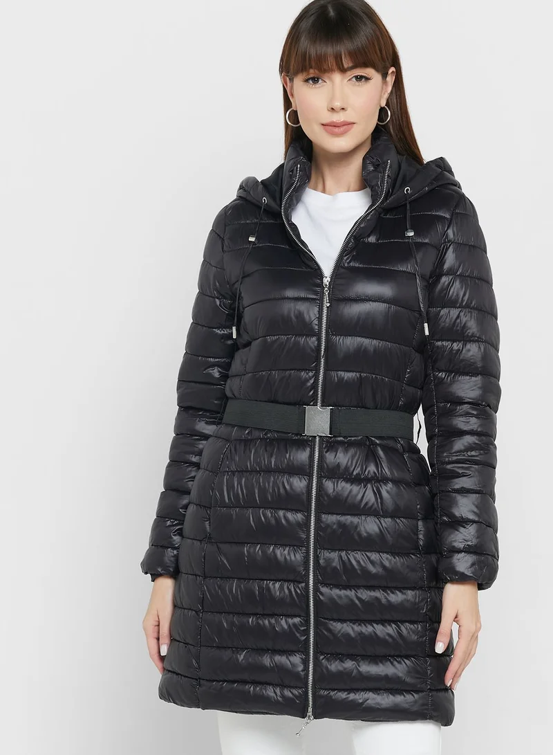 ONLY Belt Detail Quilted Coat