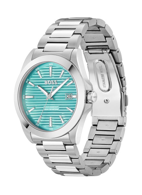HUGO BOSS ROUND ANALOG MEN'S TURQUOISE CASE WATCH - 1514171
