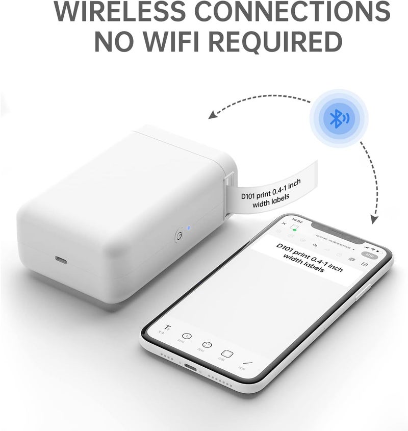 Fade proof Label Maker Machine with Tape D101 Label Printer 0.5 to 1 Inch Wide Wireless Connection Multiple Templates Available for Phone Pad Easy to Use Office Home Organization USB Rechargeable Carefully engineered build - Image 3