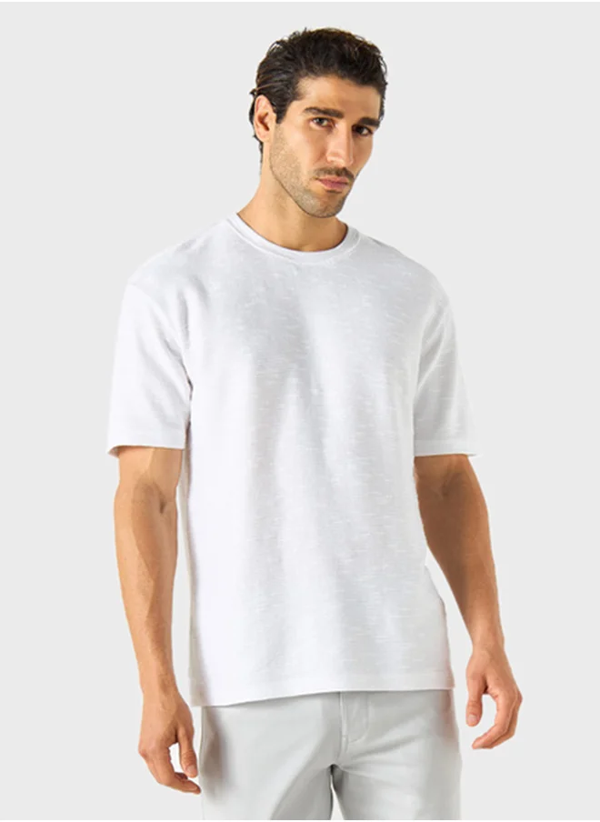 Iconic Textured Crew Neck T-Shirt