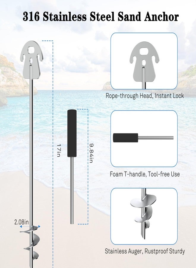 sailpref 17" Sand Anchor for Boats, 316 Stainless Steel Screw in Boat Anchor for Beaches, Shallow Water, Sandbar, Perfect for Jet Skis, Pontoon, and Kayaks, Gift for Boat Owner - Image 3