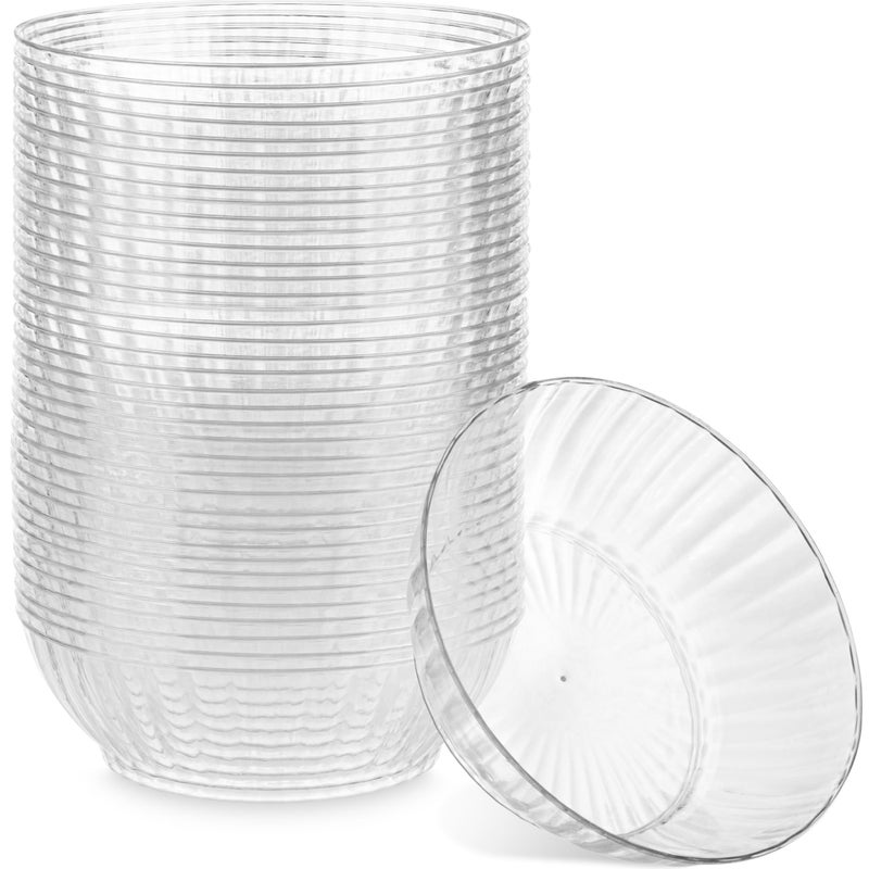PLASTICPRO PLASTICPRO 60 Pack Crystal Like Clear Disposable Plastic Plates Dinner Dishes 10 ounce Bowls for Special Occasions Parties - Image 1