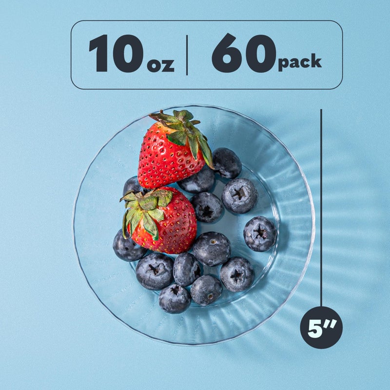 PLASTICPRO PLASTICPRO 60 Pack Crystal Like Clear Disposable Plastic Plates Dinner Dishes 10 ounce Bowls for Special Occasions Parties - Image 5