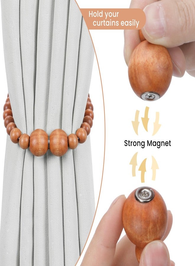KLOGTSIND Magnetic Curtain Tiebacks, 2 Pack Curtain Holdbacks for Draperies, Wood Bead Curtain Tiebacks, Curtain Tie Backs for Bedroom Decor, Boho Room Decor, Nursery Decor, Farmhouse Decor, Office Decor - Image 2