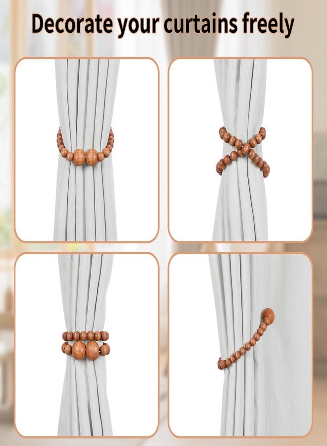 KLOGTSIND Magnetic Curtain Tiebacks, 2 Pack Curtain Holdbacks for Draperies, Wood Bead Curtain Tiebacks, Curtain Tie Backs for Bedroom Decor, Boho Room Decor, Nursery Decor, Farmhouse Decor, Office Decor - Image 4